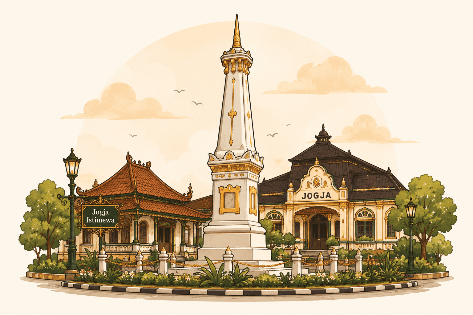 Ilustrasi landmark Yogyakarta