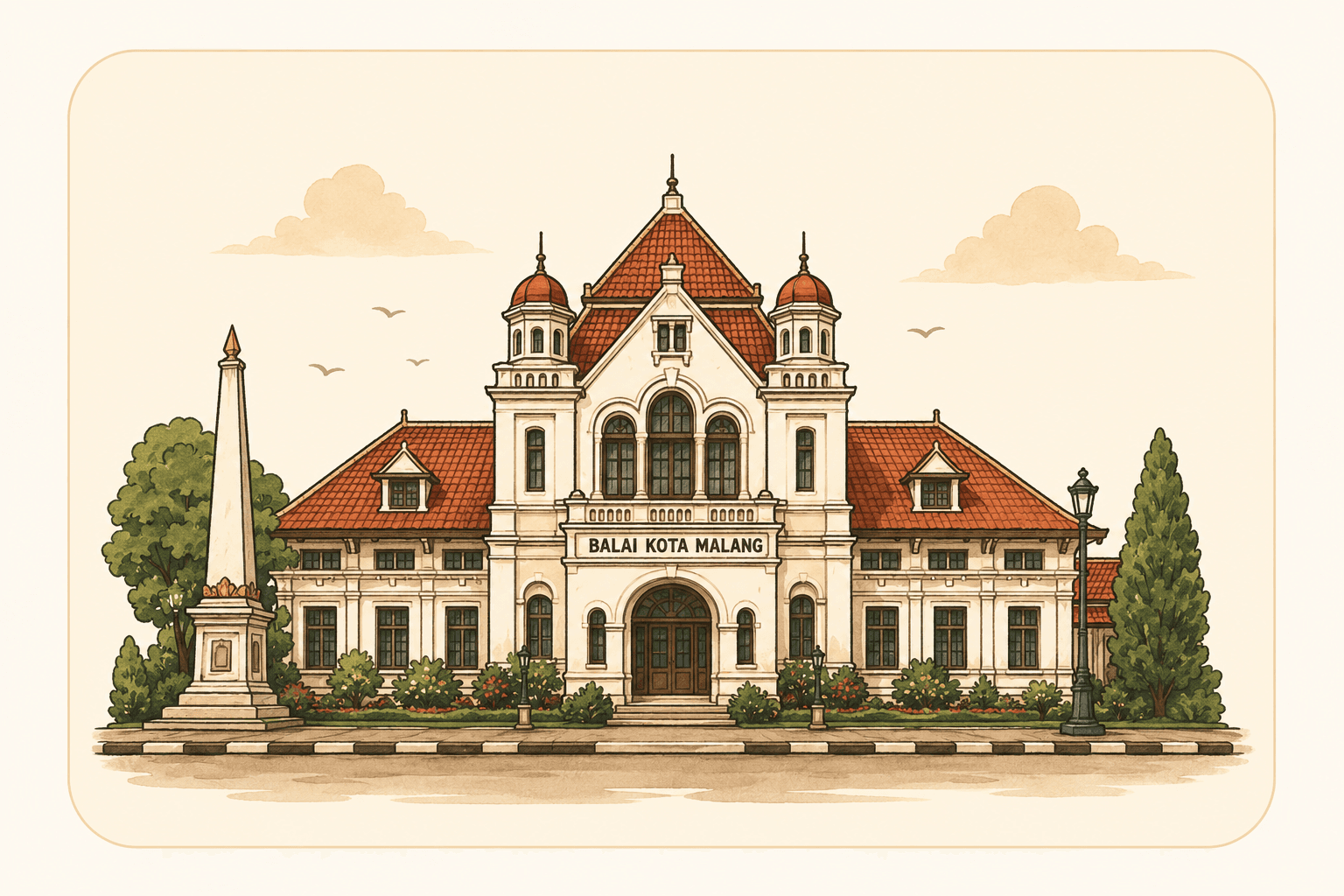 Ilustrasi landmark Malang