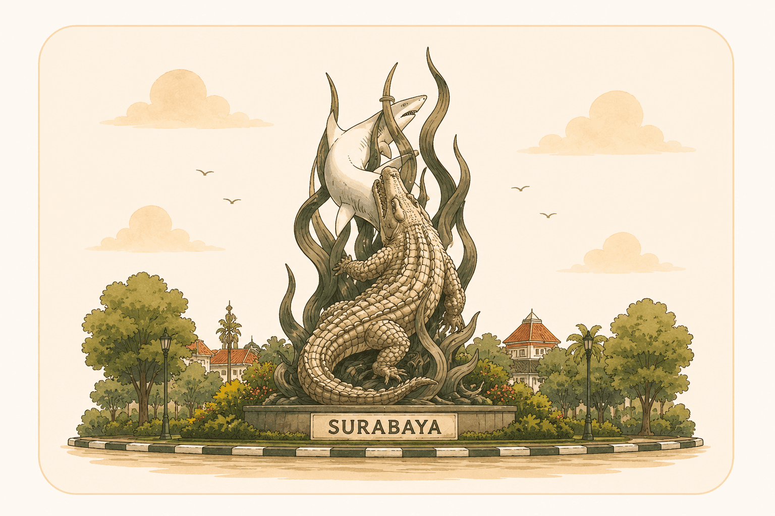 Ilustrasi landmark Surabaya